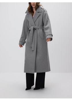 Reserved - Dwurzędowy płaszcz z dodatkiem wełny - szary ze sklepu Reserved w kategorii Płaszcze damskie - zdjęcie 187363948