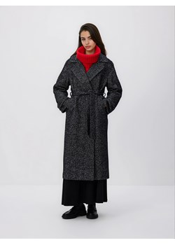 Reserved - Wiązany płaszcz z wełną - czarny ze sklepu Reserved w kategorii Płaszcze damskie - zdjęcie 187363955