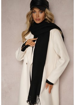 Czarny Szalik z Wiskozą Bawełną i Frędzlami Siathlin ze sklepu renee.pl w kategorii Szaliki i chusty damskie - zdjęcie 187364099