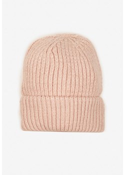 Różowa Czapka Beanie z Wiskozą z Prążkowanego Materiału Ozdobiona Metaliczną Nicią Temitana ze sklepu renee.pl w kategorii Czapki zimowe damskie - zdjęcie 187364109