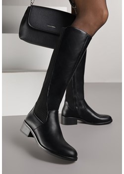 Czarne Casualowe Kozaki Typu Muszkieterki na Płaskiej Podeszwie Belissae ze sklepu renee.pl w kategorii Kozaki damskie - zdjęcie 187364118