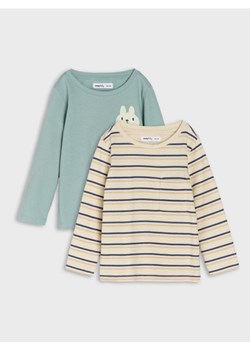 Sinsay - Bawełniana koszulka 2 pack - kremowy ze sklepu Sinsay w kategorii Kaftaniki i bluzki - zdjęcie 187364608