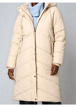 Sinsay - Pikowany płaszcz z kapturem - kremowy ze sklepu Sinsay w kategorii Płaszcze damskie - zdjęcie 187364637