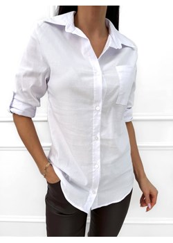 Biała Damska Koszula Slim ze sklepu ModnaKiecka.pl w kategorii Koszule damskie - zdjęcie 187365799