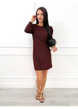 Bordowa Prosta Połyskująca Sukienka ze sklepu ModnaKiecka.pl w kategorii Sukienki - zdjęcie 187365815