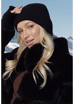 Czarna Prążkowana Czapka Beanie z Wiskozą i Metaliczną Nicią Temiala ze sklepu born2be.pl w kategorii Czapki z daszkiem męskie - zdjęcie 187366107