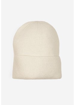 Jasnobeżowa Czapka Ozdobiona Wywinięciem i Metaliczną Nicią Temirina ze sklepu born2be.pl w kategorii Czapki z daszkiem męskie - zdjęcie 187366117