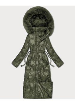 Długa pikowana damska kurtka zimowa khaki (T2-2221#-22) ze sklepu goodlookin.pl w kategorii Kurtki damskie - zdjęcie 187368175