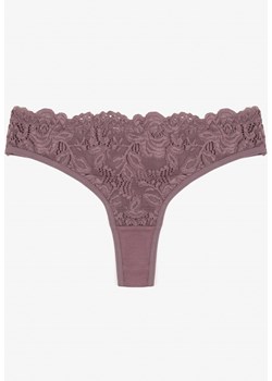 Fioletowe Bawełniane Majtki Stringi z Koronką Ilwedana ze sklepu renee.pl w kategorii Majtki damskie - zdjęcie 187368335