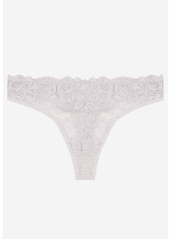 Jasnoszare Bawełniane Majtki Stringi z Koronką Ilwedana ze sklepu renee.pl w kategorii Majtki damskie - zdjęcie 187368339