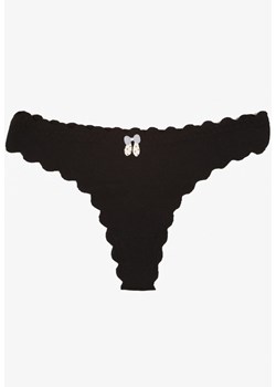 Czarne Prążkowane Majtki Stringi z Bawełny Ilweda ze sklepu renee.pl w kategorii Majtki damskie - zdjęcie 187368349