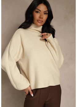 Jasnobeżowy Golf Ozdobiony Ściągaczami Wedena ze sklepu renee.pl w kategorii Swetry damskie - zdjęcie 187368367