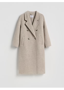 Reserved - Płaszcz handmade z wełną - kremowy ze sklepu Reserved w kategorii Płaszcze damskie - zdjęcie 187368839