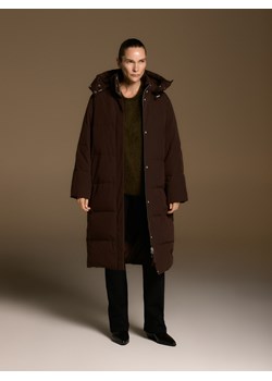Reserved - Puchowa kurtka z z dodatkiem Sorony - ciemnobrązowy ze sklepu Reserved w kategorii Płaszcze damskie - zdjęcie 187369319