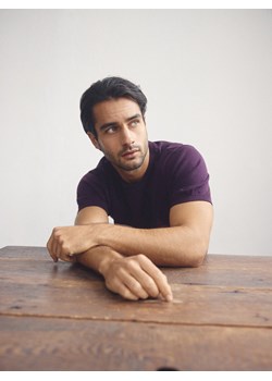 Reserved - Sweter z krótkim rękawem z dodatkiem wełny - ciemnofioletowy ze sklepu Reserved w kategorii Swetry męskie - zdjęcie 187369537