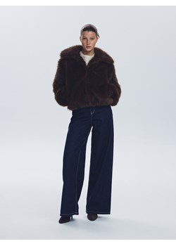 Reserved - Sztuczne futerko z kołnierzem - ciemnobrązowy ze sklepu Reserved w kategorii Futra damskie - zdjęcie 187369599