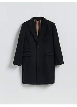 Reserved - Długi płaszcz z wełną - czarny ze sklepu Reserved w kategorii Płaszcze męskie - zdjęcie 187369708