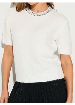 Sinsay - Bluzka swetrowa z domieszką wełny - kremowy ze sklepu Sinsay w kategorii Swetry damskie - zdjęcie 187370297