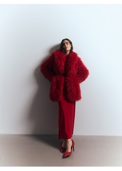 Reserved - Płaszcz z imitacji futra - czerwony ze sklepu Reserved w kategorii Futra damskie - zdjęcie 187371249