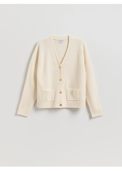 Reserved - Wełniany kardigan - kremowy ze sklepu Reserved w kategorii Swetry damskie - zdjęcie 187371368