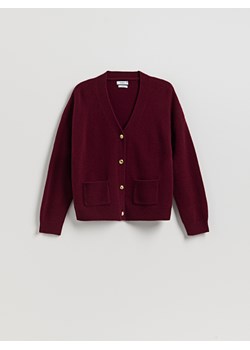 Reserved - Wełniany kardigan - bordowy ze sklepu Reserved w kategorii Swetry damskie - zdjęcie 187371376