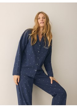 Reserved - Bawełniana piżama dwuczęściowa - granatowy ze sklepu Reserved w kategorii Piżamy damskie - zdjęcie 187371487