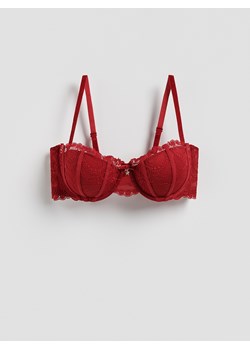 Reserved - Biustonosz balkonetka z koronką - czerwony ze sklepu Reserved w kategorii Biustonosze - zdjęcie 187372018