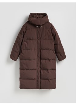 Reserved - Puchowa kurtka z z dodatkiem Sorony - ciemnobrązowy ze sklepu Reserved w kategorii Płaszcze damskie - zdjęcie 187372025
