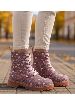 Zimowe różowe dziewczęce trapery z futerkiem /G12-1 18439 T309/ ze sklepu Pantofelek24.pl w kategorii Buty zimowe dziecięce - zdjęcie 187372197