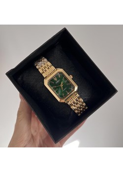 Zegarek damski złoty z prostokątną zieloną kopertą stal szlachetna ze sklepu otien.com w kategorii Zegarki - zdjęcie 187374395