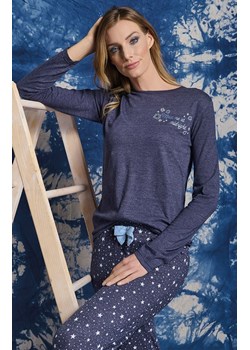 Długa piżama damska w gwiazdki granatowa DENISA, Kolor granatowy-wzór, Rozmiar L, Sorbetto ze sklepu Intymna w kategorii Piżamy damskie - zdjęcie 187377915