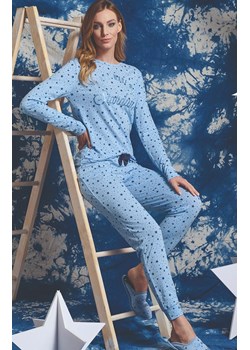 Długa piżama damska w gwiazdki niebieska DENISA, Kolor niebieski-wzór, Rozmiar L, Sorbetto ze sklepu Intymna w kategorii Piżamy damskie - zdjęcie 187377917