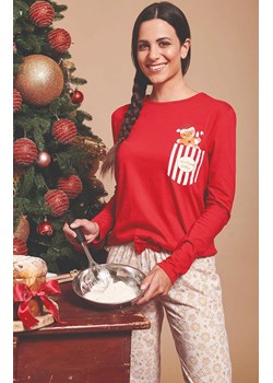 Świąteczna piżama damska w pierniczki czerwona GRETEL, Kolor czerwony-wzór, Rozmiar L, Sorbetto ze sklepu Intymna w kategorii Piżamy damskie - zdjęcie 187377926
