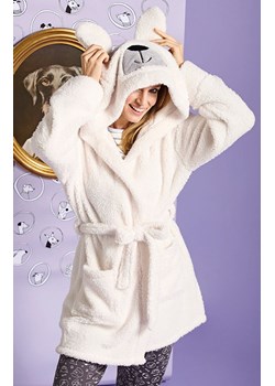 Puszysty ciepły szlafrok damski z kapturem i uszkami biały IGRID, Kolor biały, Rozmiar L/XL, Sorbetto ze sklepu Intymna w kategorii Szlafroki damskie - zdjęcie 187377928