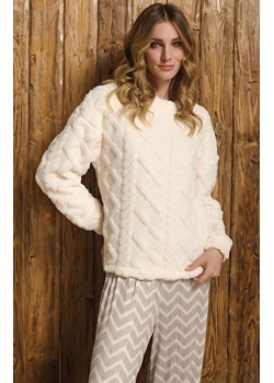 Ciepła piżama damska z pluszową bluzą kremową SOFIE, Kolor kremowo-beżowy, Rozmiar L, Sorbetto ze sklepu Intymna w kategorii Piżamy damskie - zdjęcie 187377947