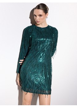 Mohito - Błyszcząca butelkowa sukienka mini - ciemny zielony ze sklepu Mohito w kategorii Sukienki - zdjęcie 187380465