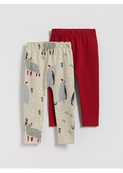 Reserved - Bawełniane legginsy 2 pack - beżowy ze sklepu Reserved w kategorii Spodnie chłopięce - zdjęcie 187380677