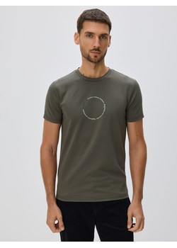 Reserved - T-shirt slim z nadrukiem - zielony ze sklepu Reserved w kategorii T-shirty męskie - zdjęcie 187380829