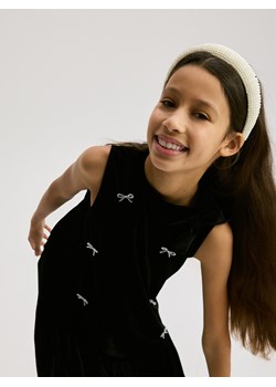Reserved - Welurowa sukienka w kokardki - czarny ze sklepu Reserved w kategorii Sukienki dziewczęce - zdjęcie 187380906