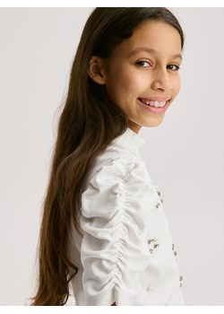 Reserved - Elegancka bluzka z wiskozy - złamana biel ze sklepu Reserved w kategorii Bluzki dziewczęce - zdjęcie 187381078