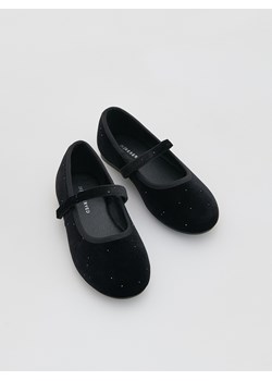 Reserved - Czarne welurowe baleriny - czarny ze sklepu Reserved w kategorii Balerinki dziecięce - zdjęcie 187381448