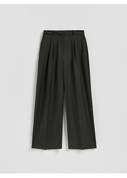 Reserved - Szerokie spodnie z wełną - zielony ze sklepu Reserved w kategorii Spodnie damskie - zdjęcie 187381537