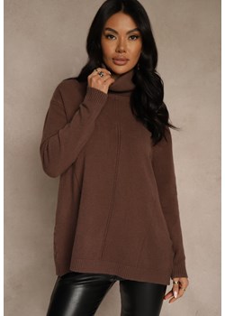 Brązowy Golf o Fasonie Klasycznego Swetra z Domieszką Kaszmiru Rorilaine ze sklepu renee.pl w kategorii Swetry damskie - zdjęcie 187381656