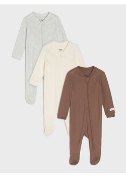 Sinsay - Prążkowane śpiochy ze stópkami zapinane na zamek 3 pack - kremowy ze sklepu Sinsay w kategorii Śpiochy - zdjęcie 187382158