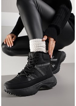 Czarne Śniegowce na Grubej Podeszwie z Geometrycznym Wzorem Alwedea ze sklepu born2be.pl w kategorii Śniegowce damskie - zdjęcie 187382455