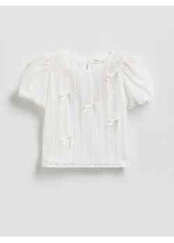 Reserved - Bluzka z kokardkami - złamana biel ze sklepu Reserved w kategorii Bluzki dziewczęce - zdjęcie 187382617