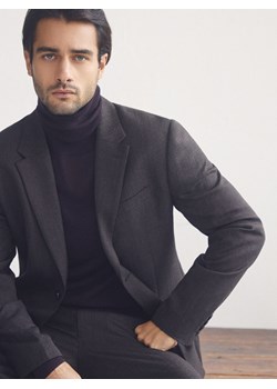 Reserved - Marynarka slim fit z wełną - brązowy ze sklepu Reserved w kategorii Marynarki męskie - zdjęcie 187382625