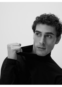 Reserved - Bawełniany longsleeve z golfem - czarny ze sklepu Reserved w kategorii T-shirty męskie - zdjęcie 187382646