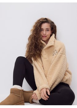 Reserved - Bluza sherpa ze stójką - beżowy ze sklepu Reserved w kategorii Bluzy damskie - zdjęcie 187382717