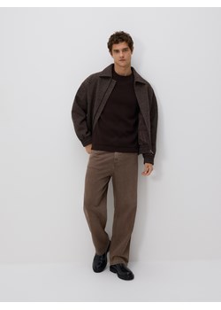 Reserved - Strukturalny sweter z bawełny - ciemnobrązowy ze sklepu Reserved w kategorii Swetry męskie - zdjęcie 187382779
